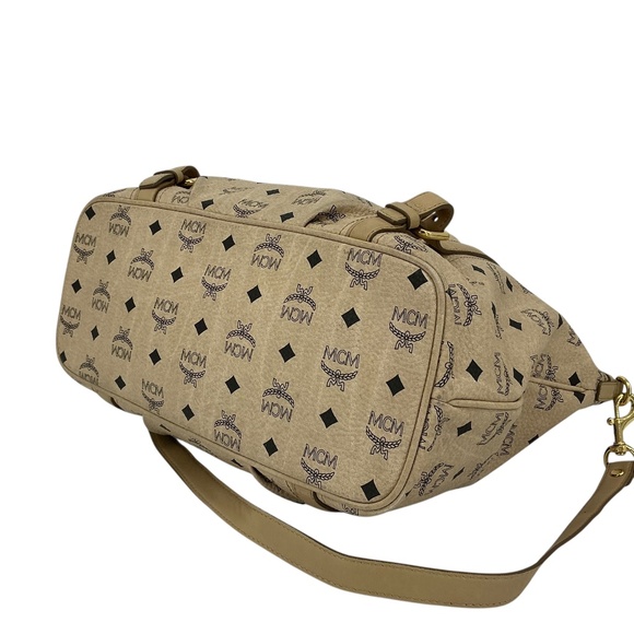 MCM Visetos Medium Essentials Shopper Tote – Beige with Monogram - Picture 10 of 12